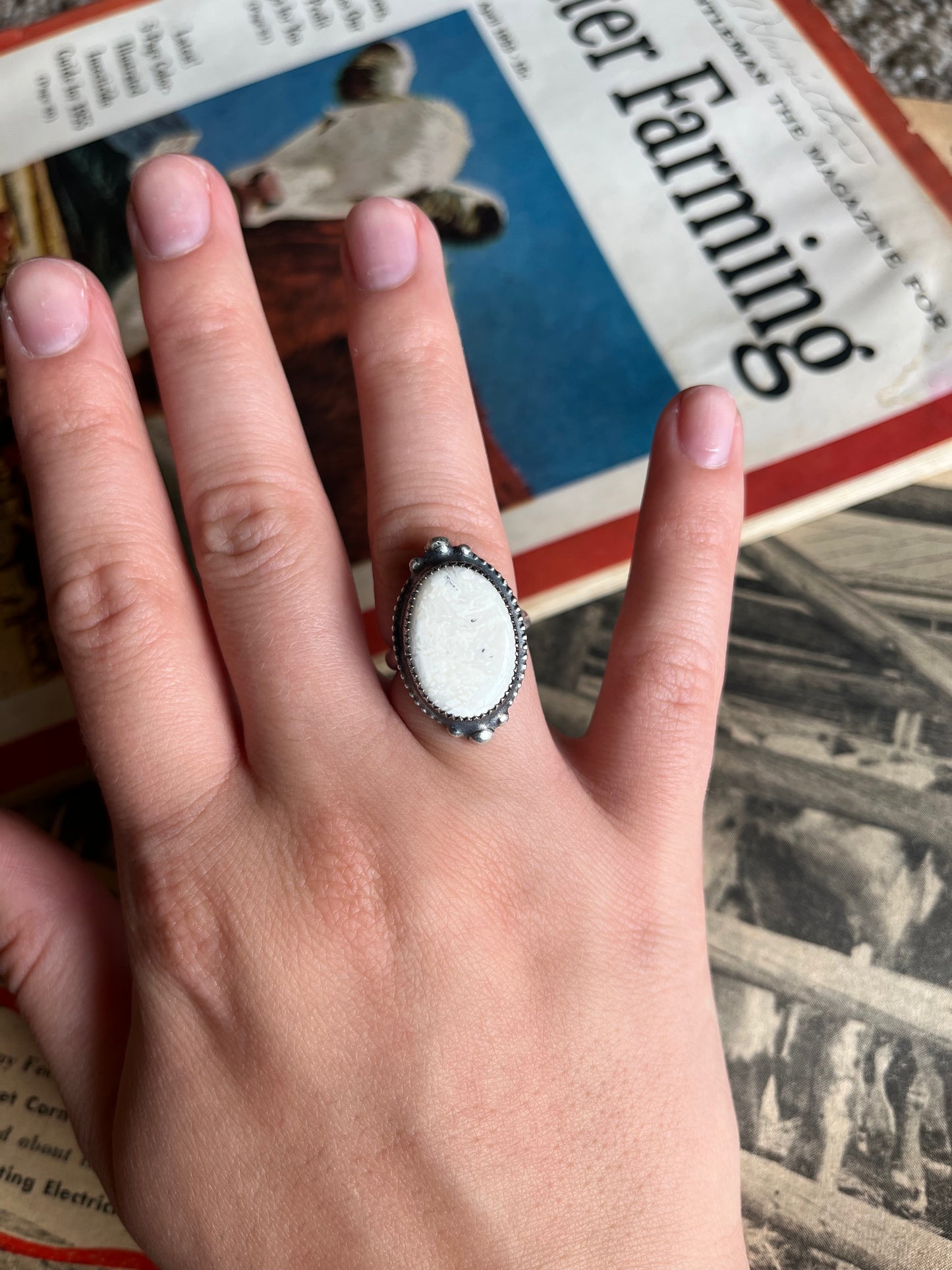 Size 7 White Buffalo Ring