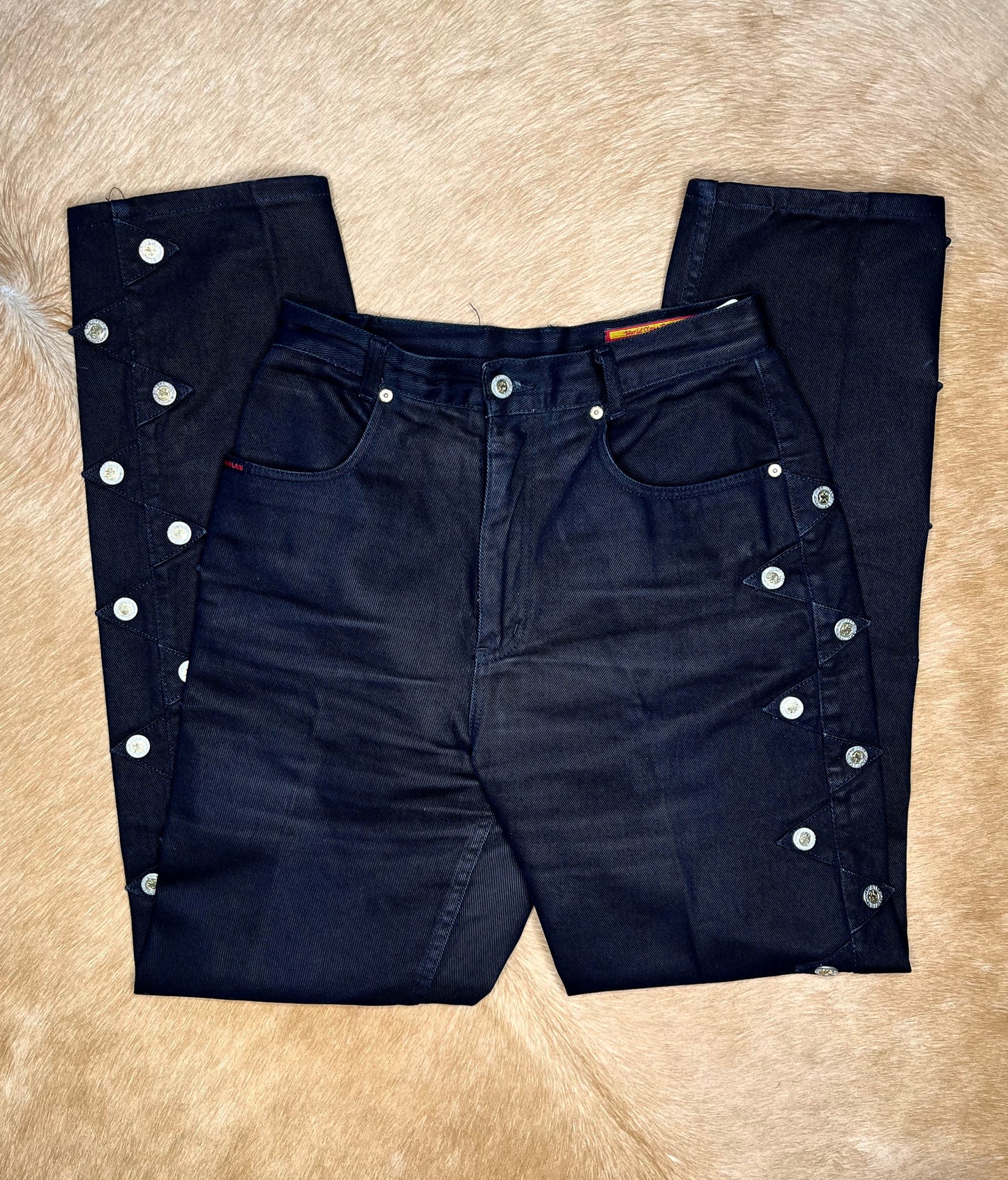 Black Lawmans with Side Buttons, Size 9