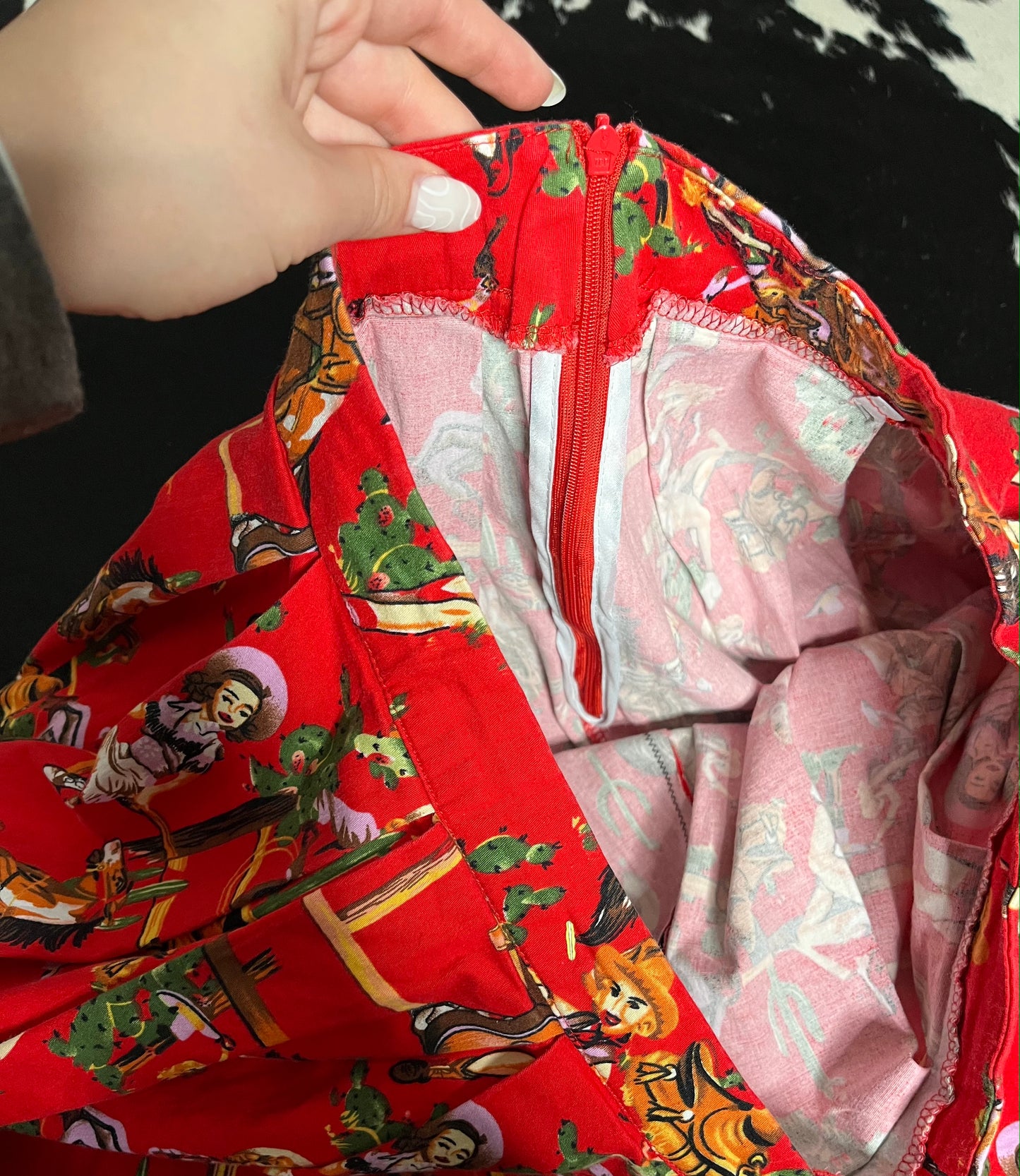 Vintage Handmade Western Print Skirt