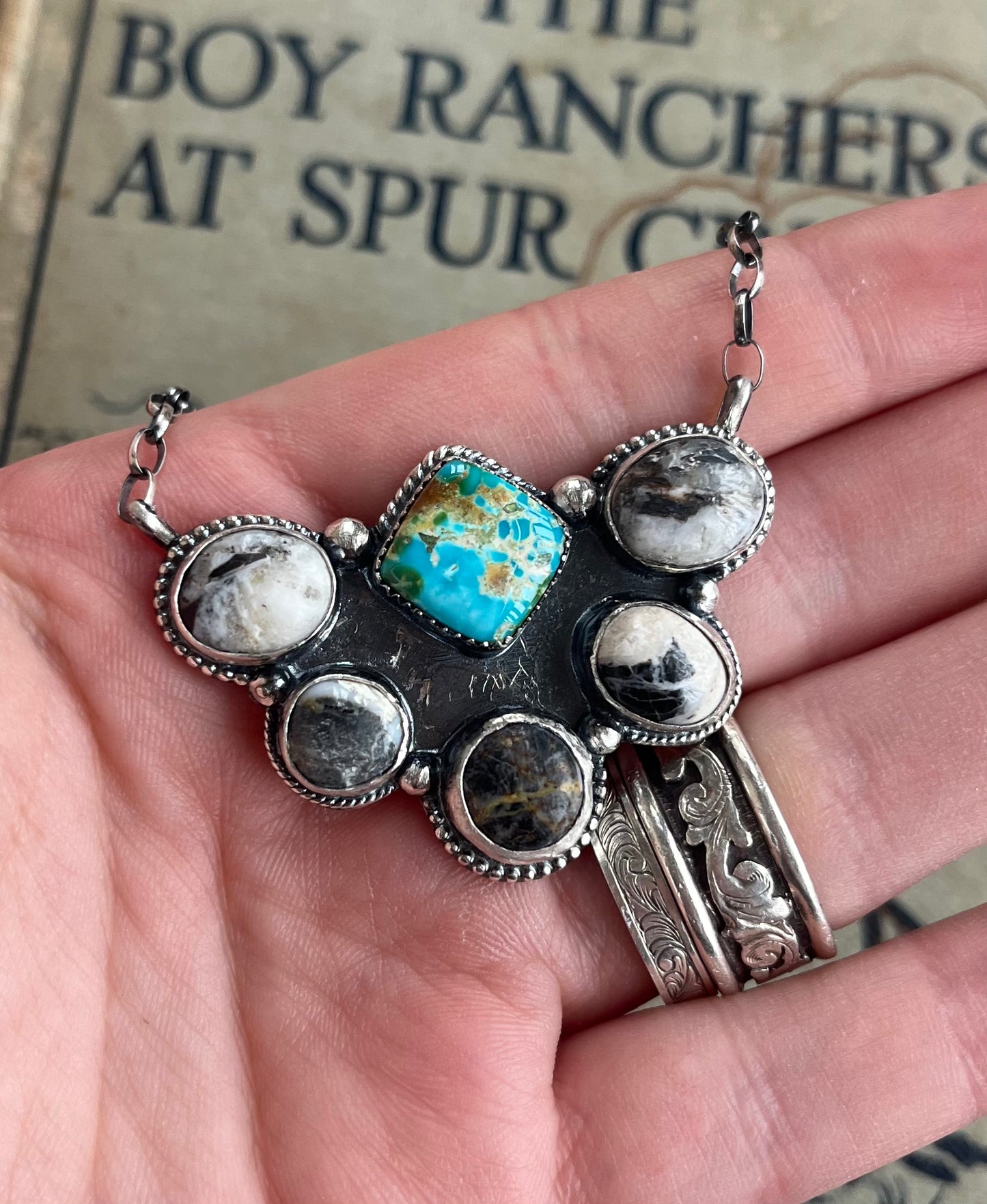 White Buffalo and Sonoran Gold Half Cluster Necklace