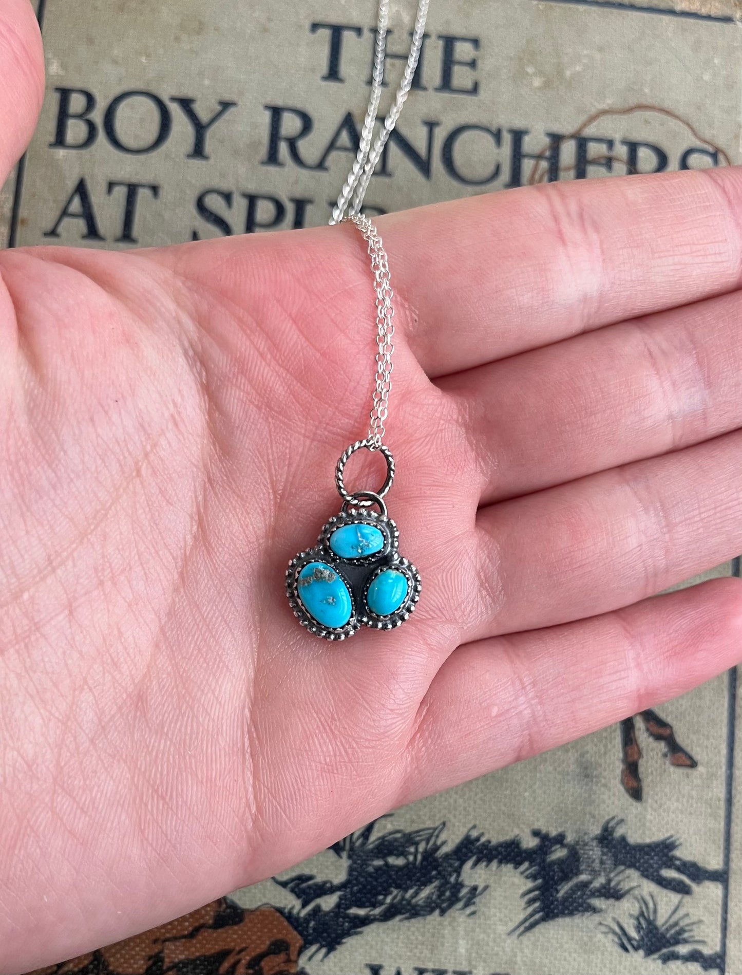 Mini Blue Bird Turquoise Cluster Necklace