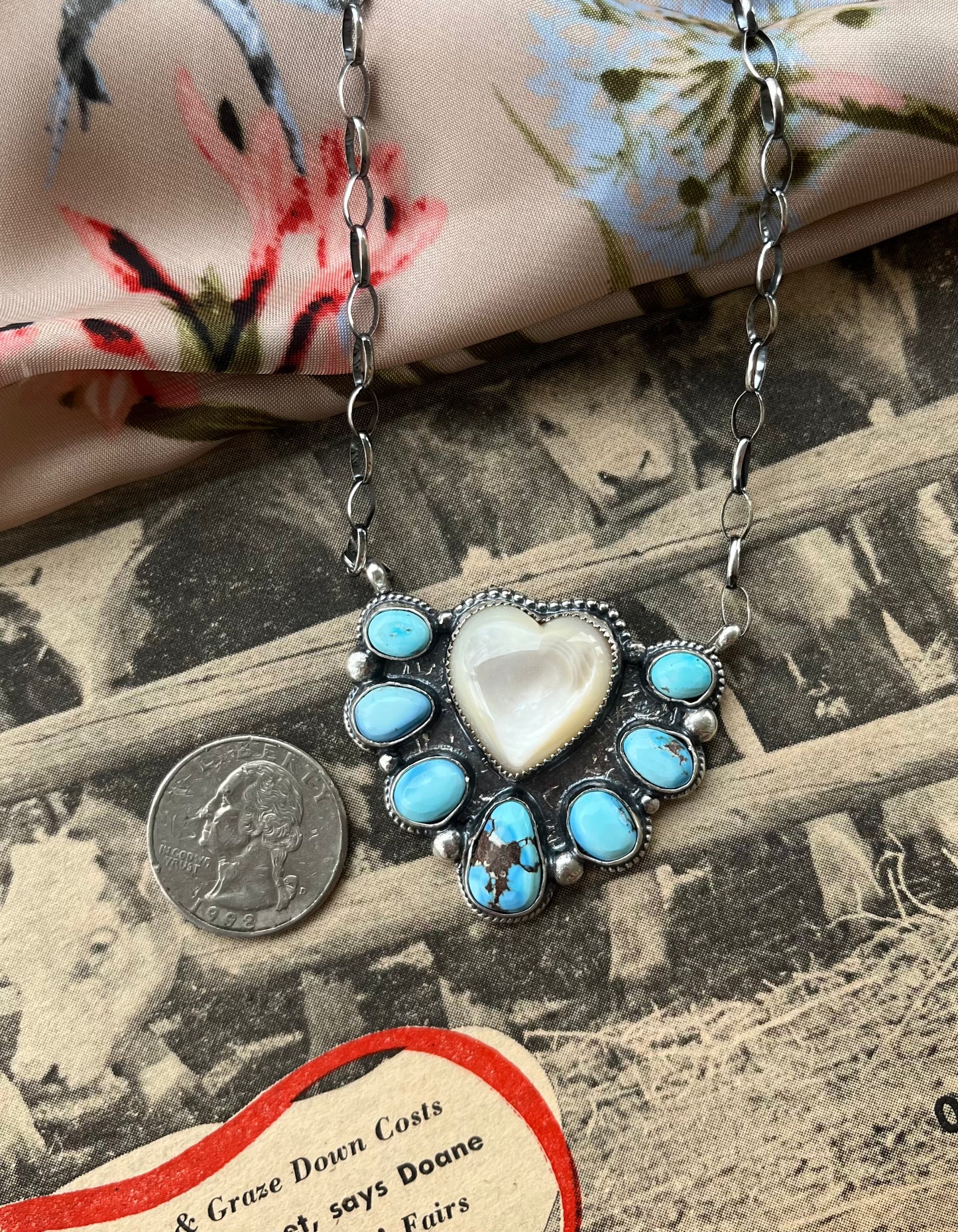 Mother of Pearl & Golden Hill Turquoise Necklace