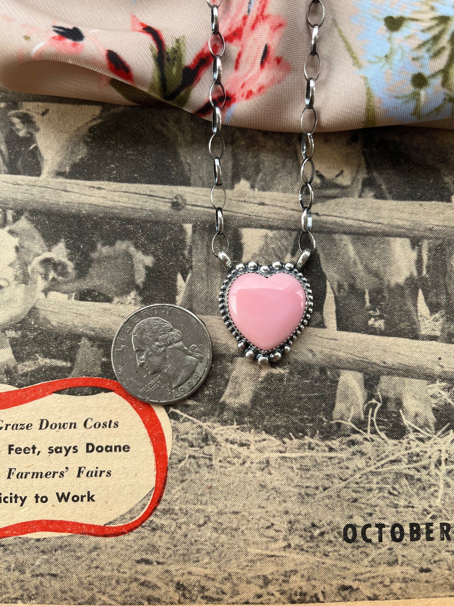 Pink Conch Heart Necklace