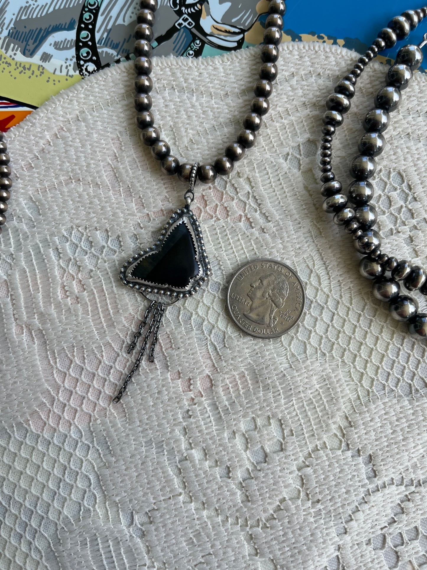 Blue Tiger's Eye Butterfly Pendant