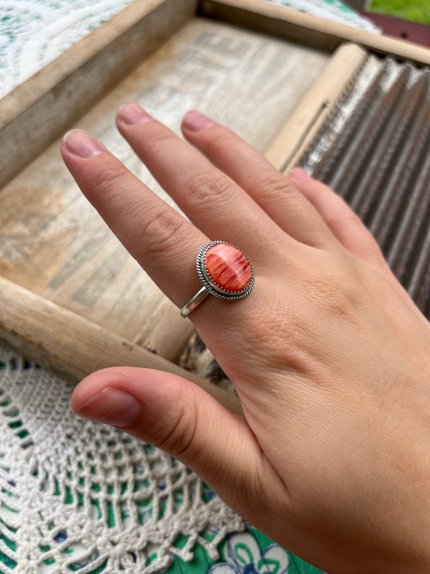 Red Spiny Ring Size 10