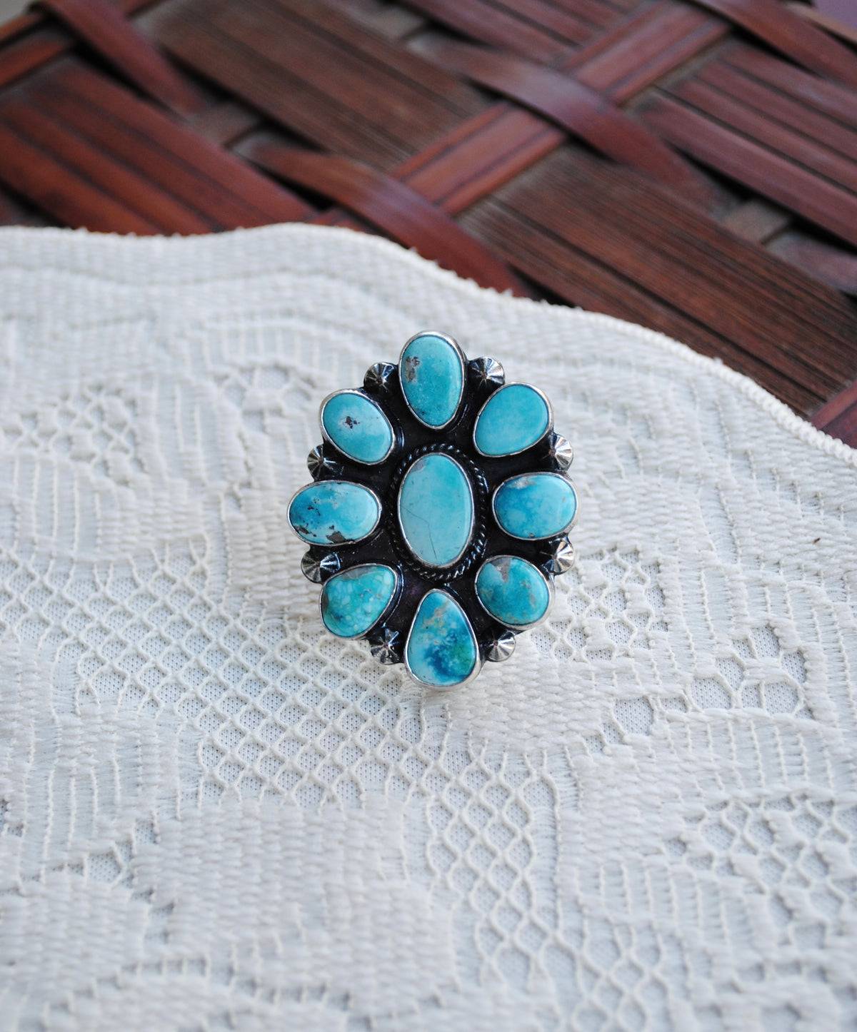 Adjustable Sonoran Blue Cluster Ring