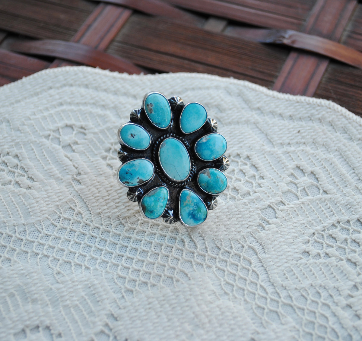 Adjustable Sonoran Blue Cluster Ring