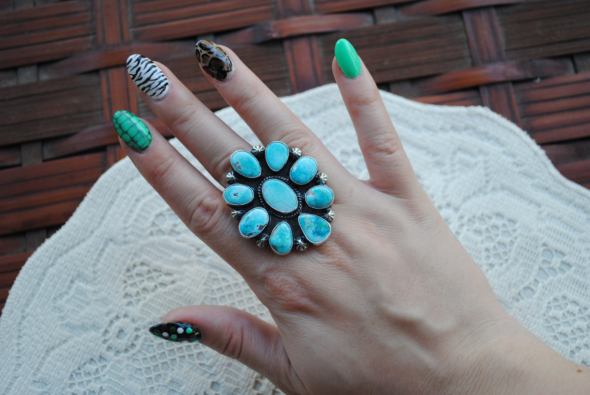 Adjustable Sonoran Blue Cluster Ring