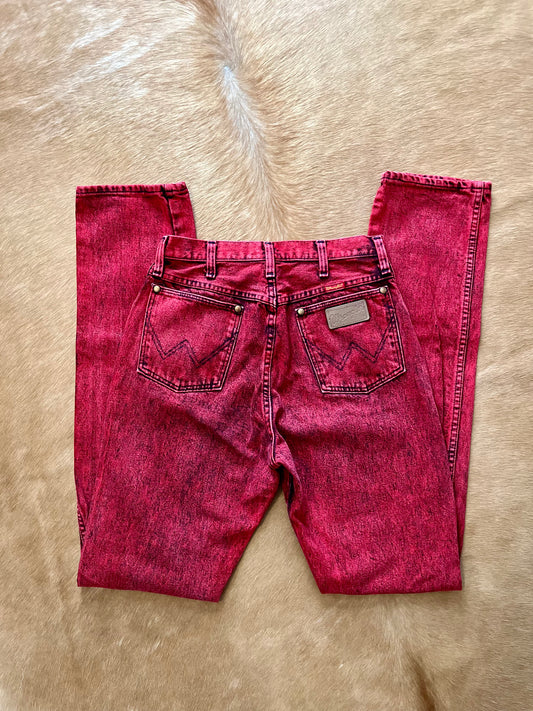 Women's Red Acid Wash Cowboy Cuts 11x36