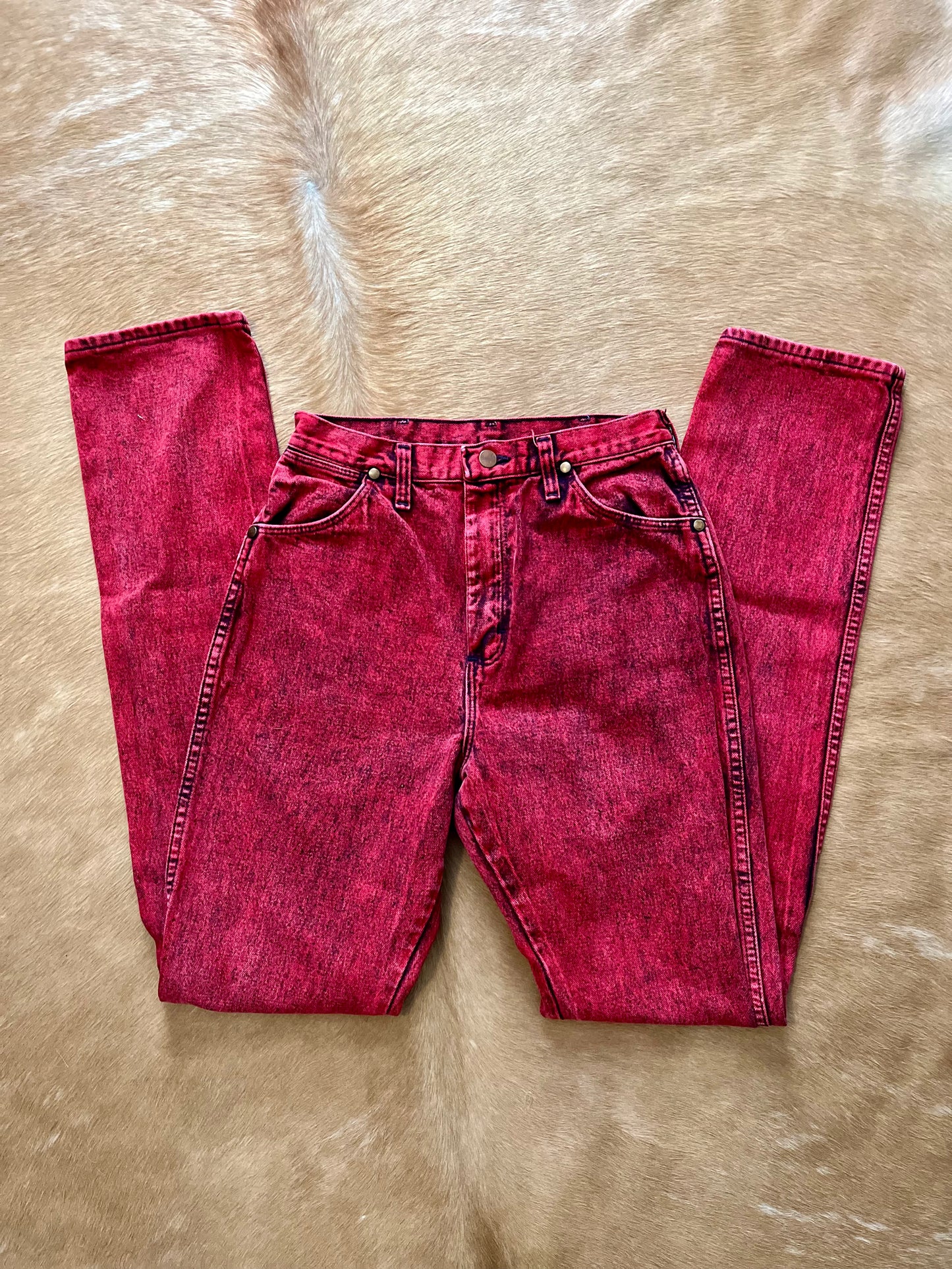 Women's Red Acid Wash Cowboy Cuts 11x36