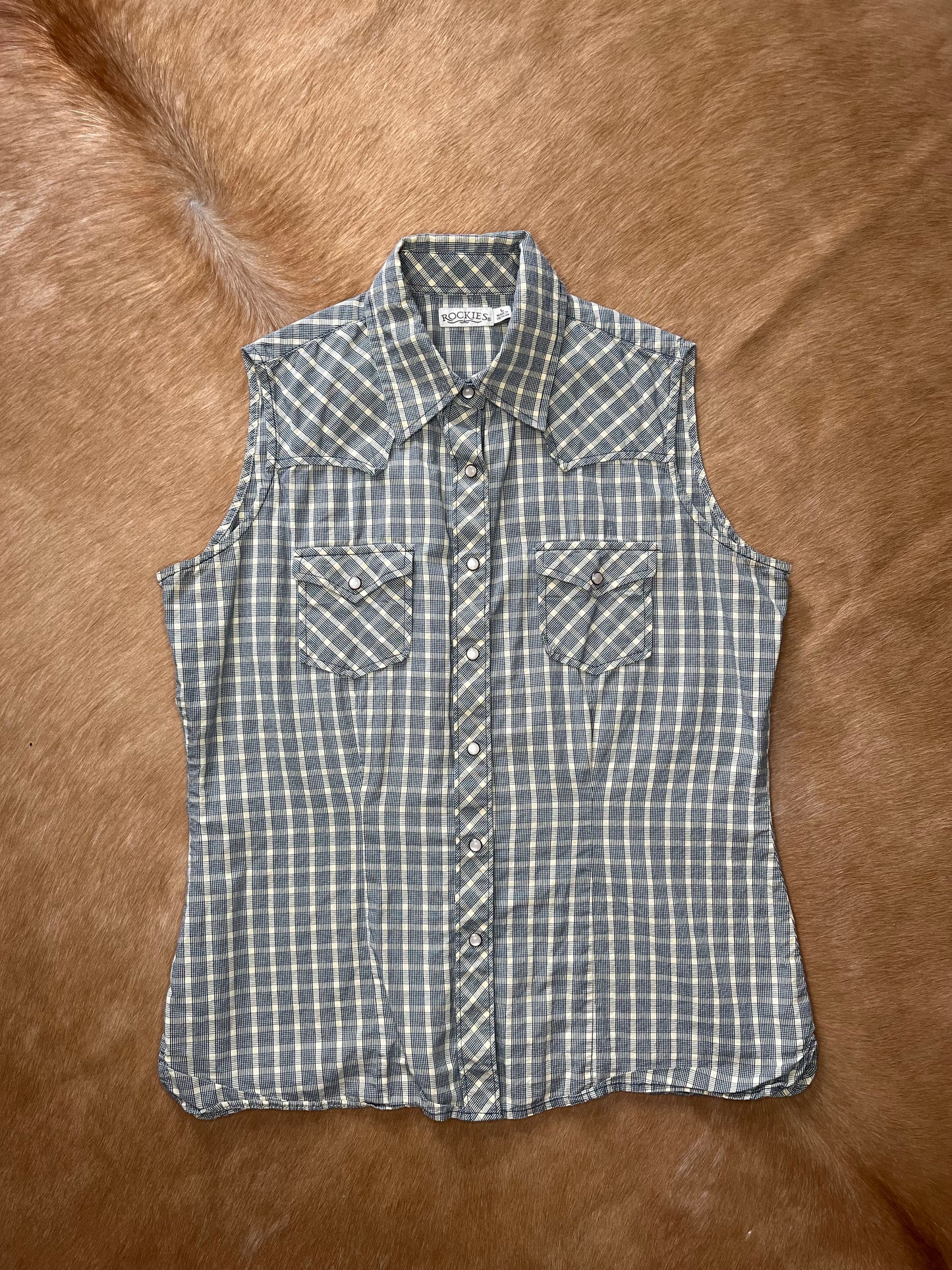 Women's Rockies Cut-Off Pearl Snap, Size Large