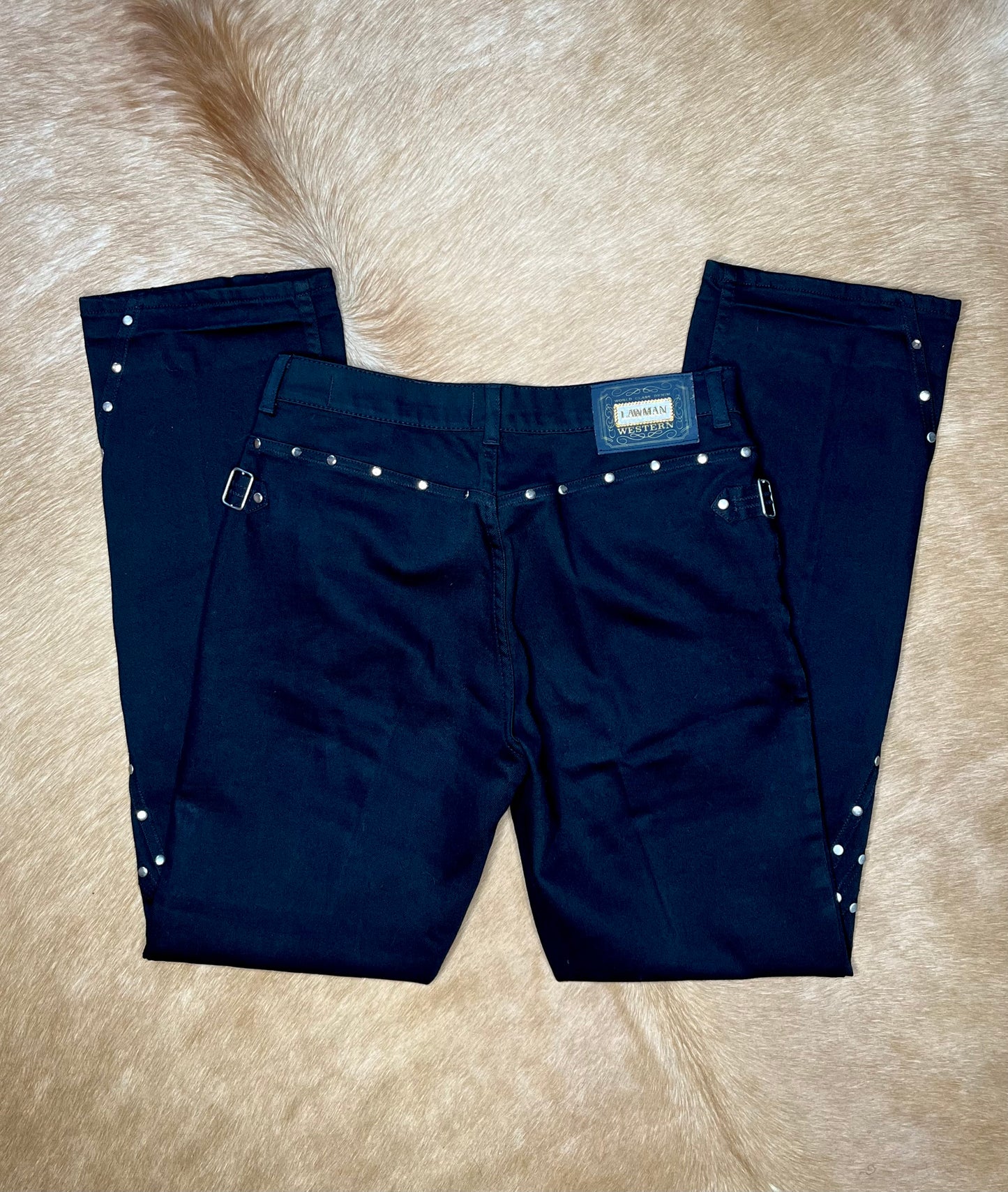 Black Mid-Rise Studded Lawmans Size 9 Slim Fit (read description)
