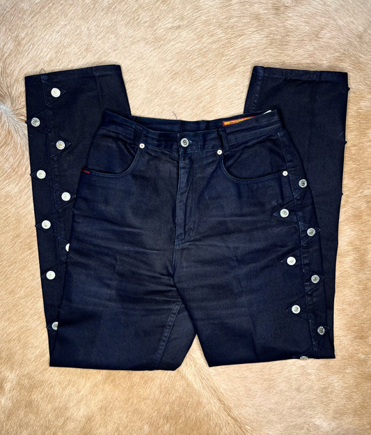 Black Lawmans with Side Buttons, Size 9