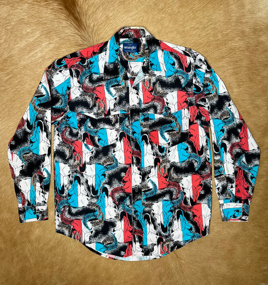 Men's Wrangler Steer Skull Button Up, Medium