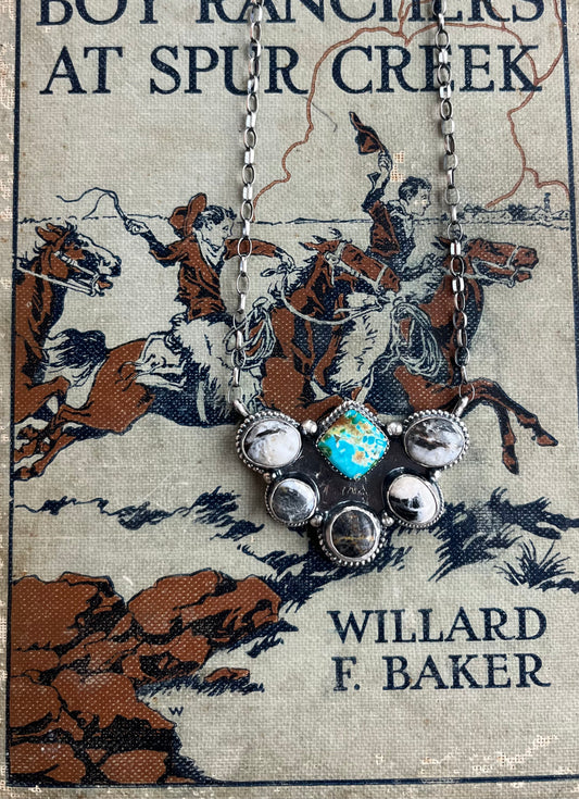 White Buffalo and Sonoran Gold Half Cluster Necklace