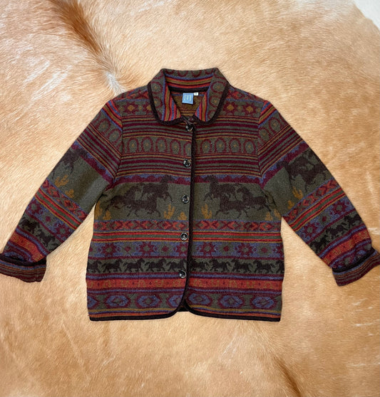 Vintage Horse Sweater Jacket, Medium