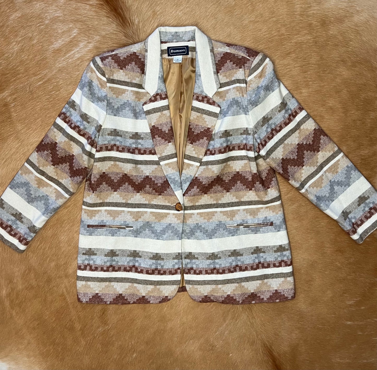 Women's Vintage Aztec Blazer, Size 16