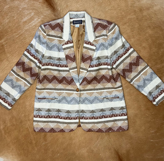 Women's Vintage Aztec Blazer, Size 16