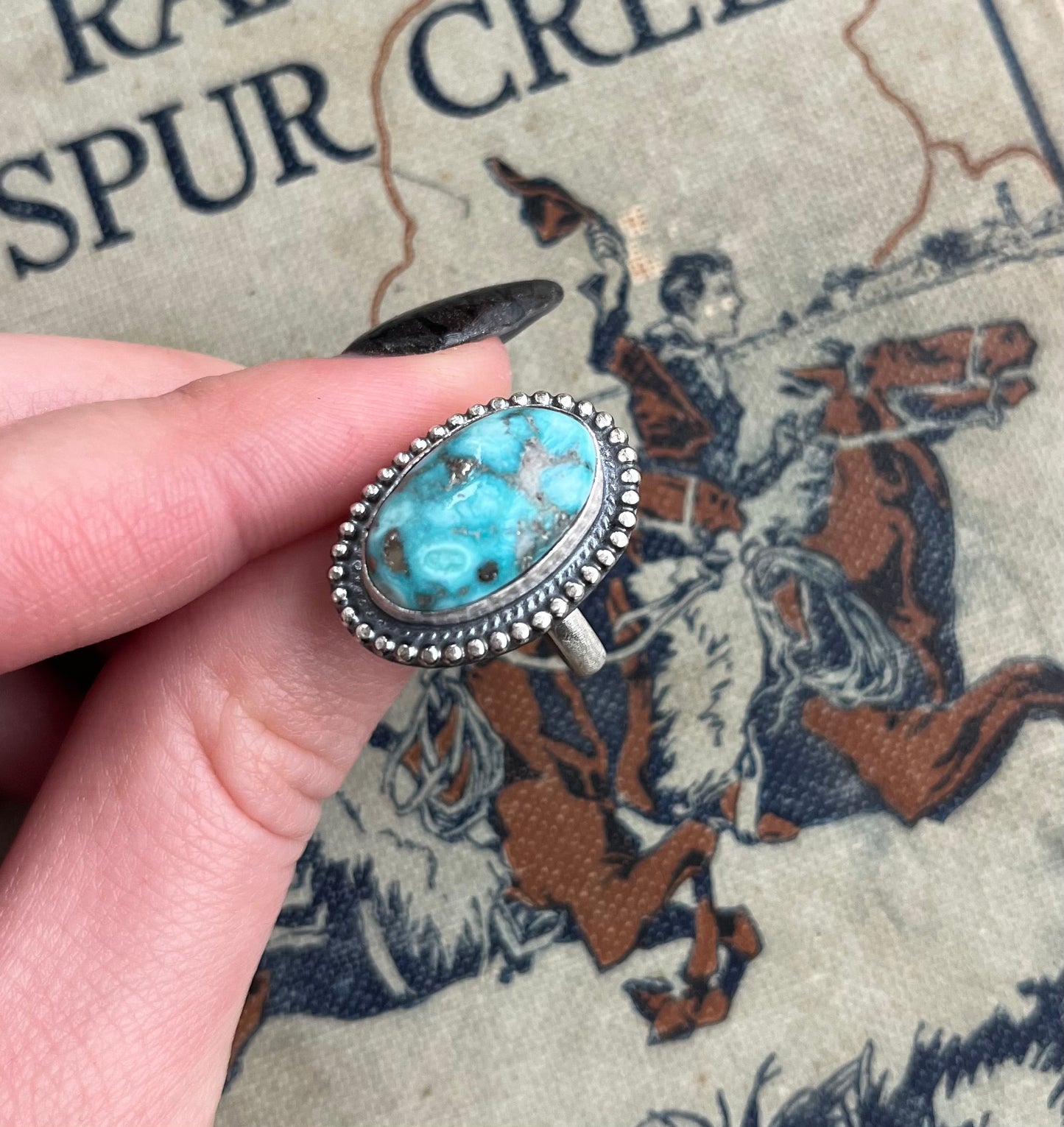 White Water Turquoise Ring Size 8