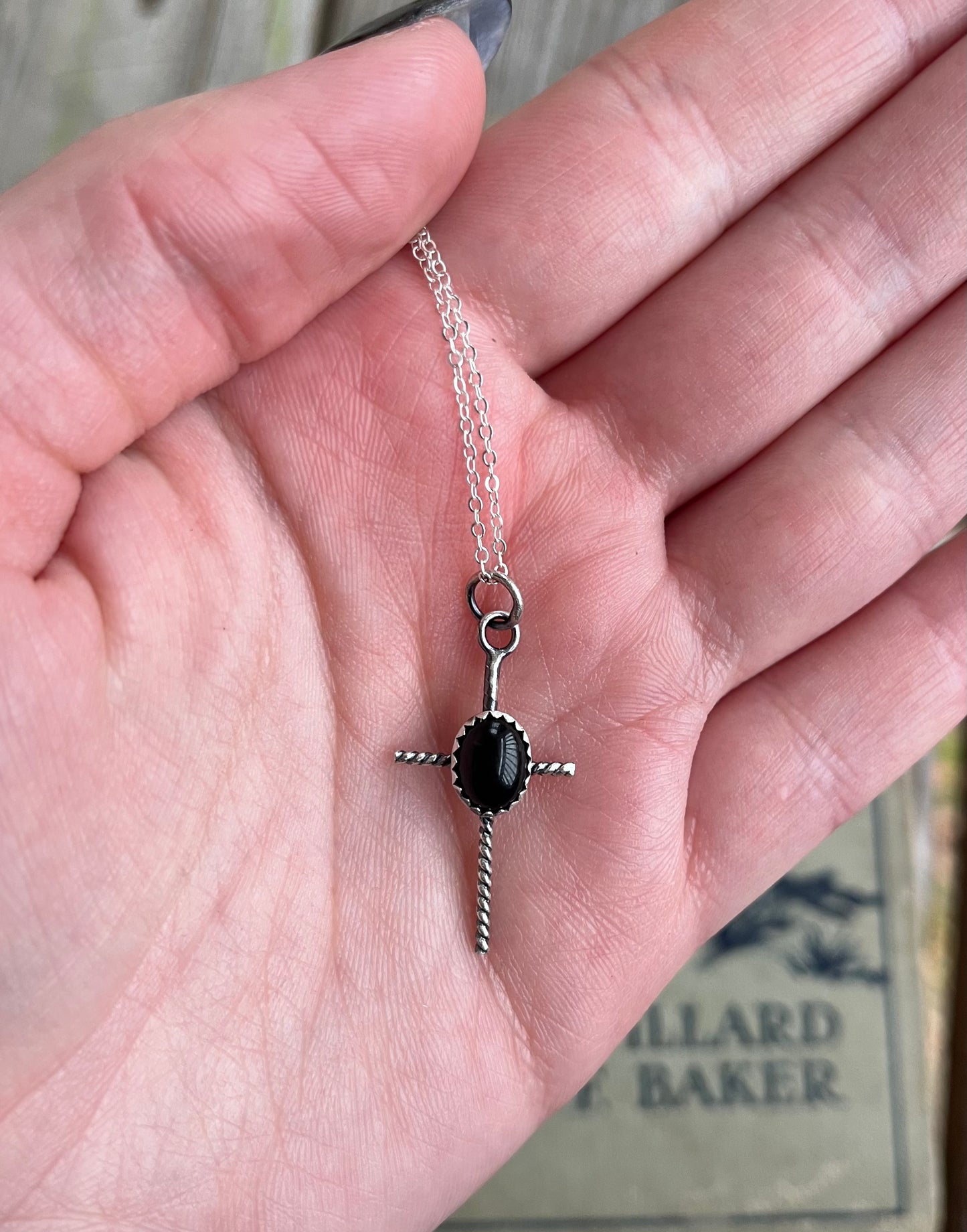 Black Onyx and Twist Rope Cross