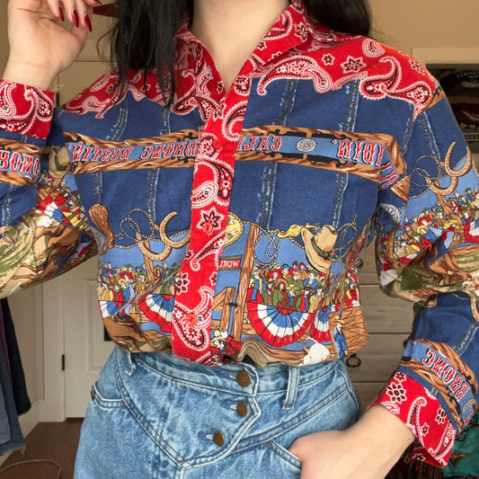 Women's VTG Rodeo Button Up, Medium