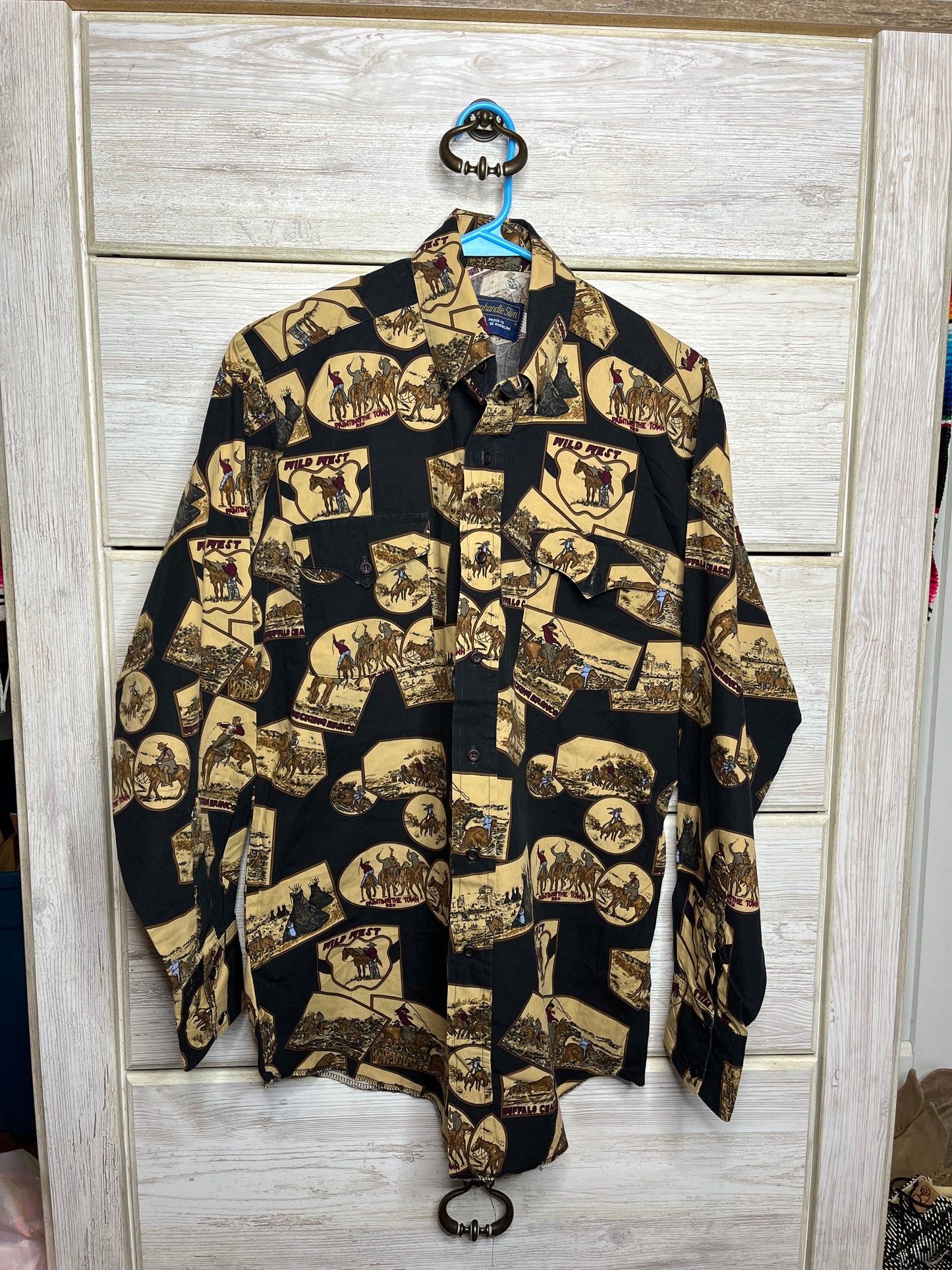 Men's VTG Panhandle Slim Cowboy Graphics Button Up