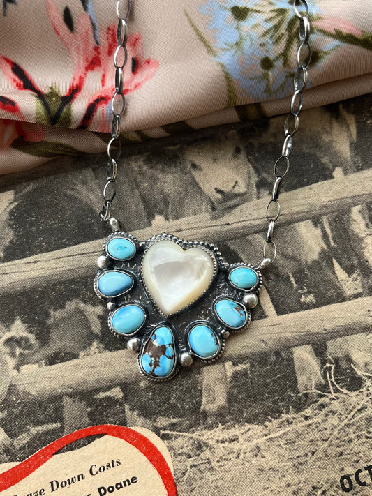 Mother of Pearl & Golden Hill Turquoise Necklace
