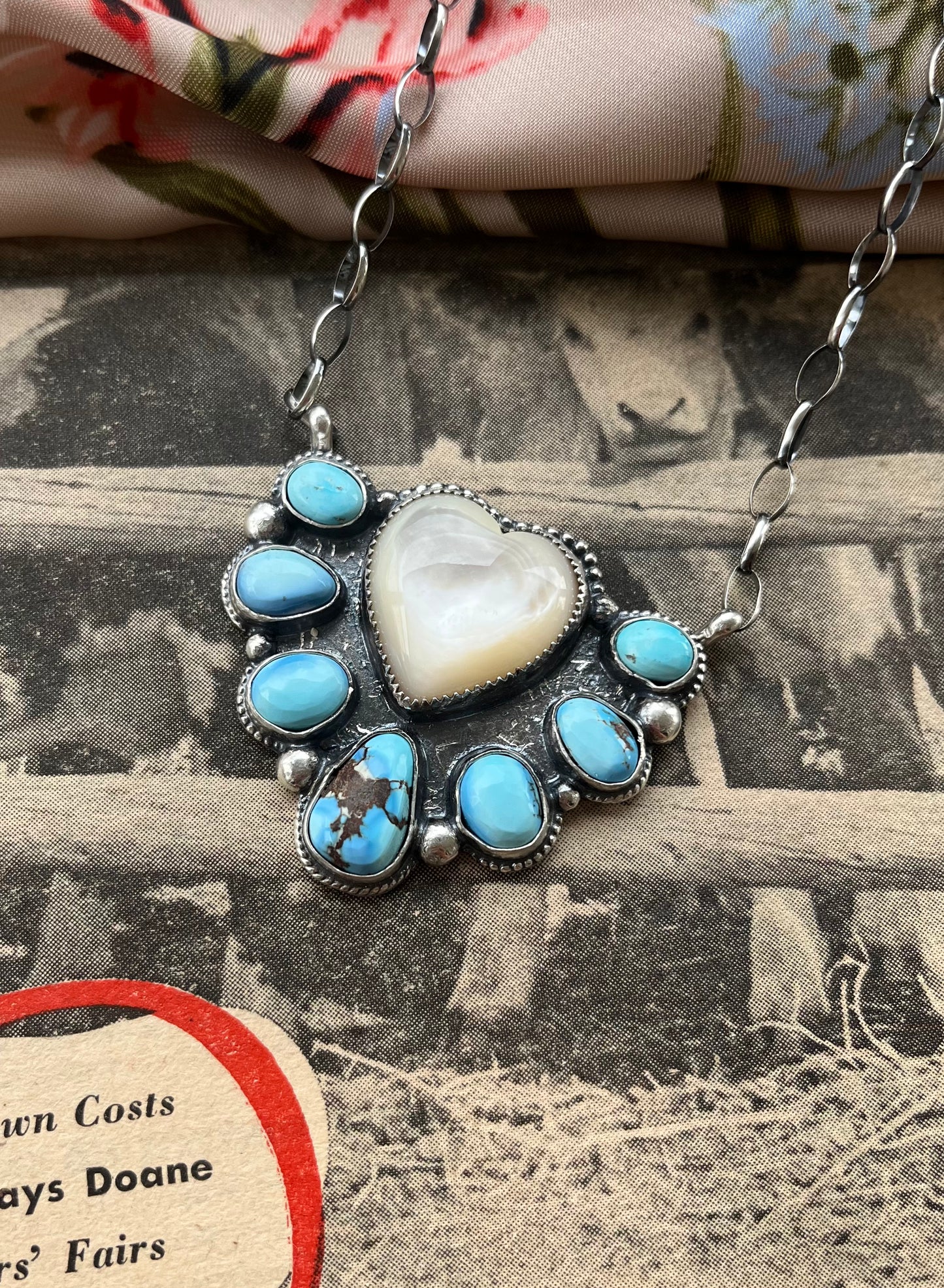 Mother of Pearl & Golden Hill Turquoise Necklace