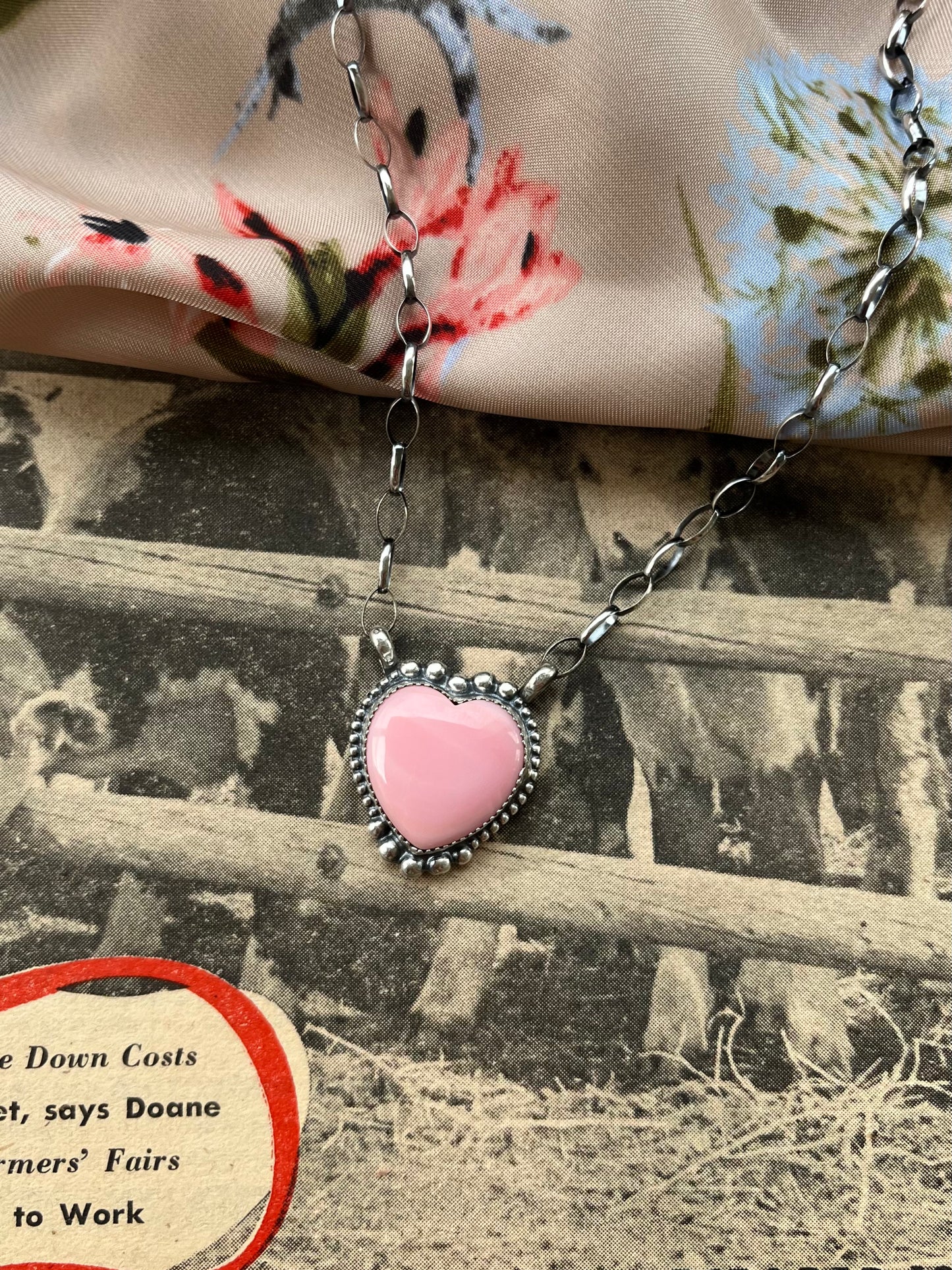 Pink Conch Heart Necklace