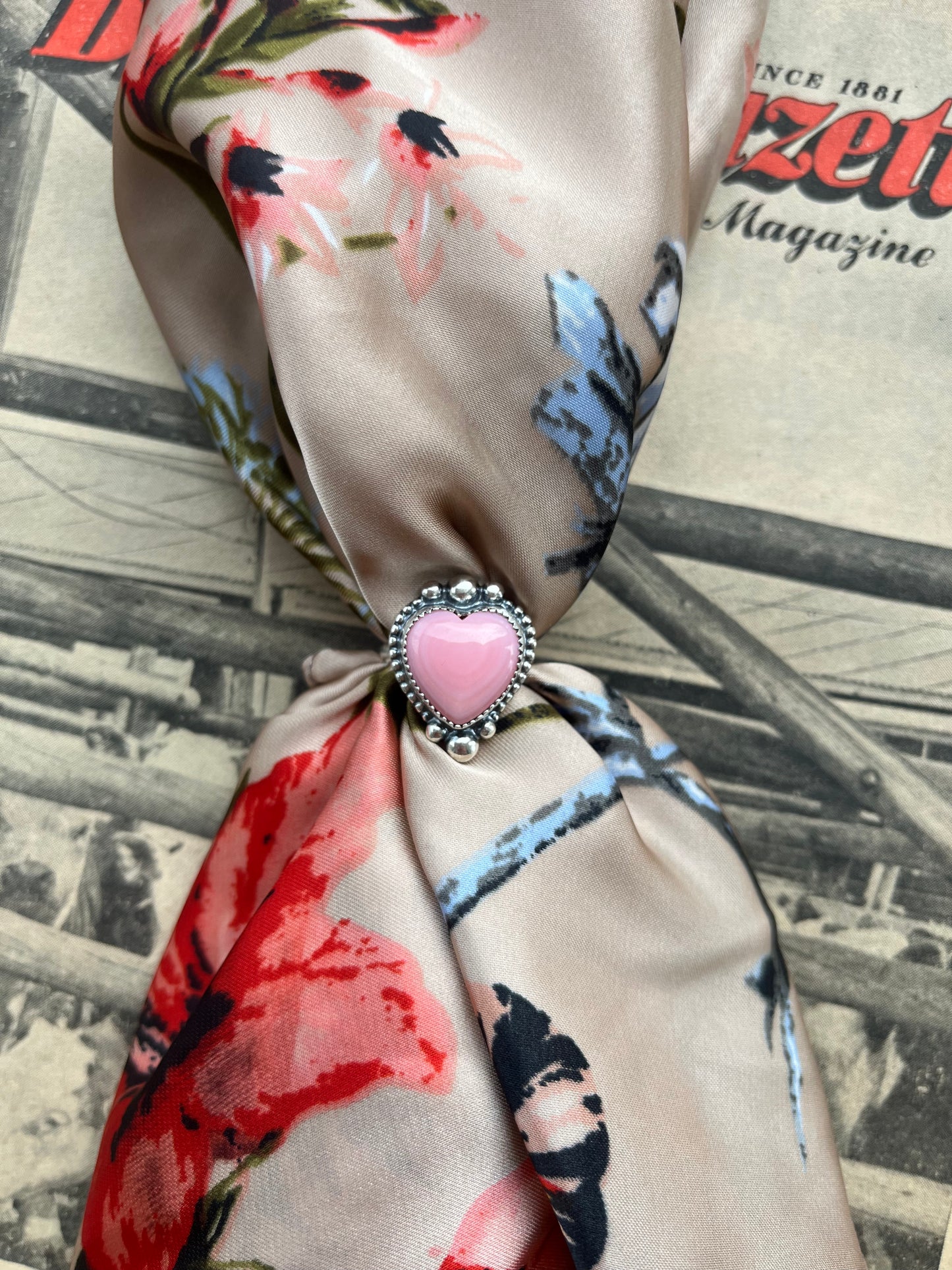 Pink Conch Heart Ring Size 8.5