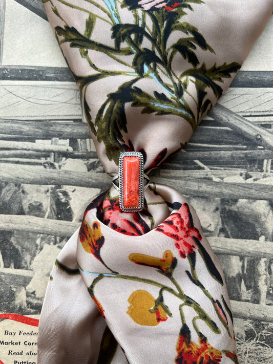 Red Spiny Bar Ring Size 6.5