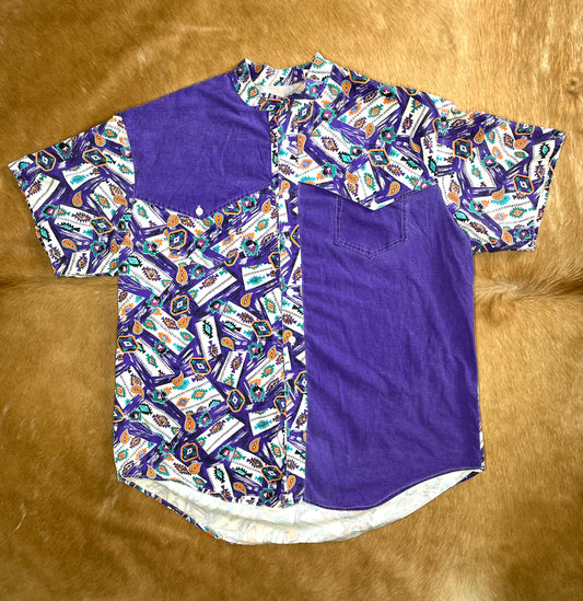 Men's Collarless Button Up 3XL