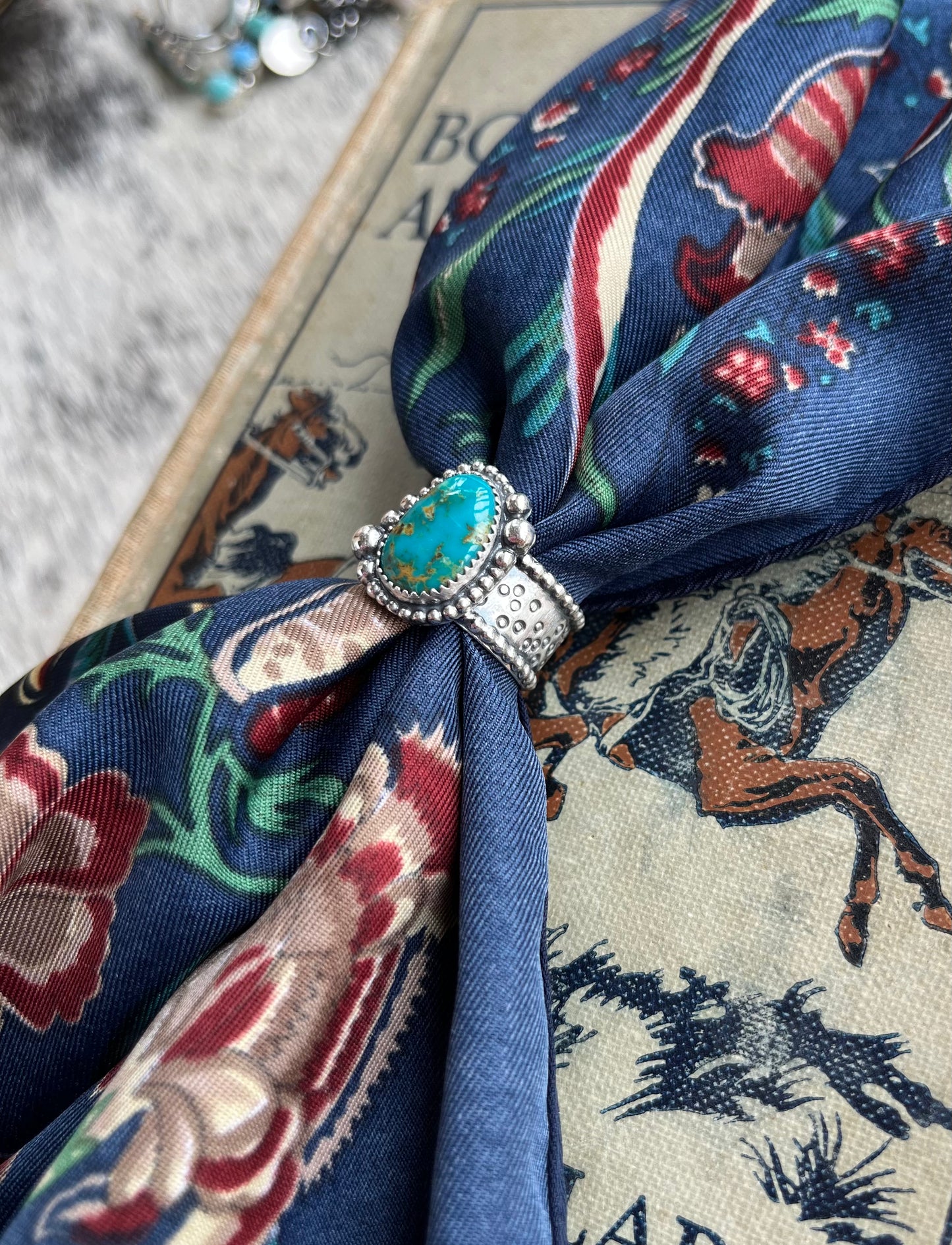Chunky Sonoran Gem Turquoise Ring Size 8