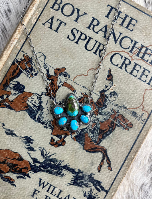 Turquoise Half Cluster Necklace