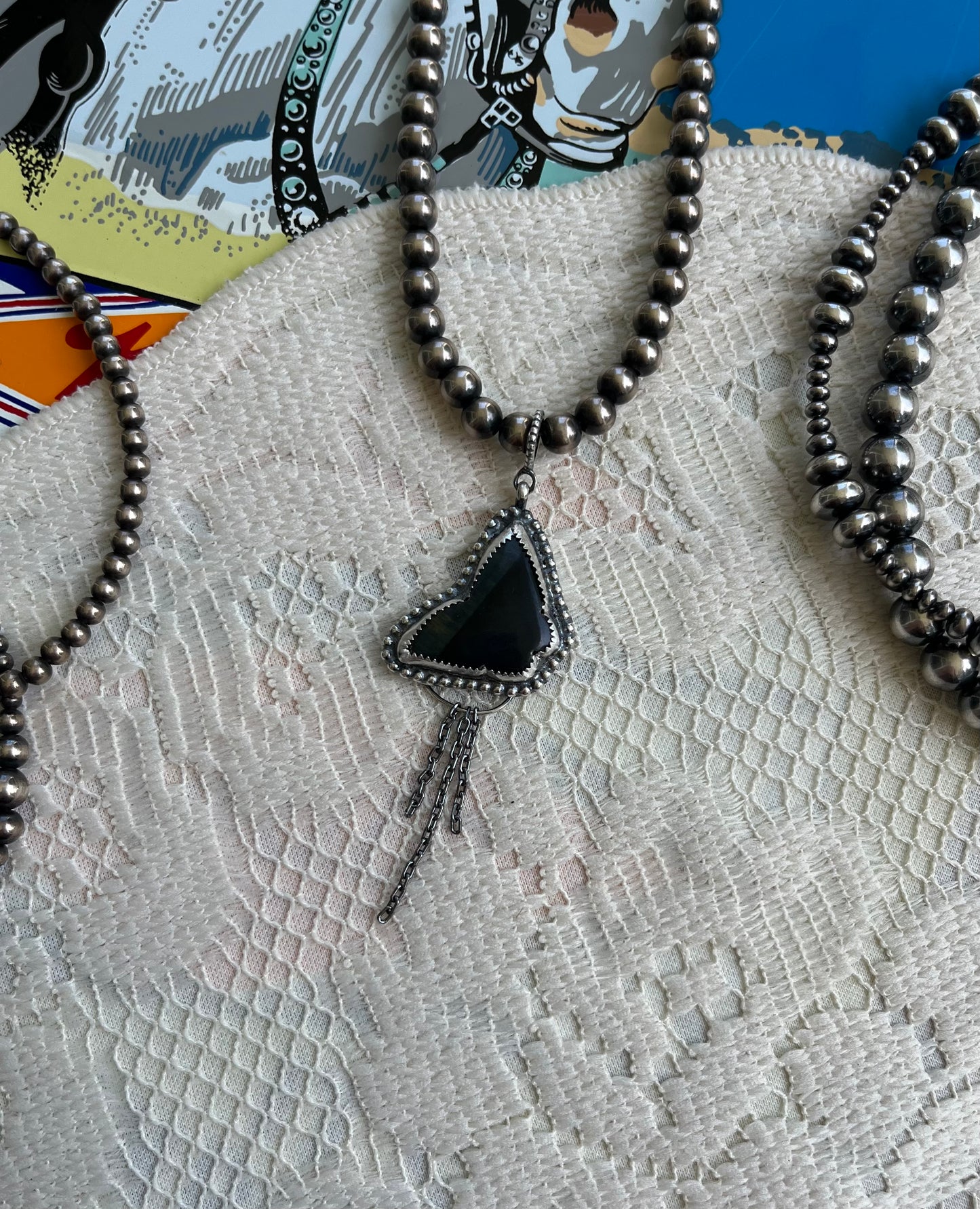 Blue Tiger's Eye Butterfly Pendant