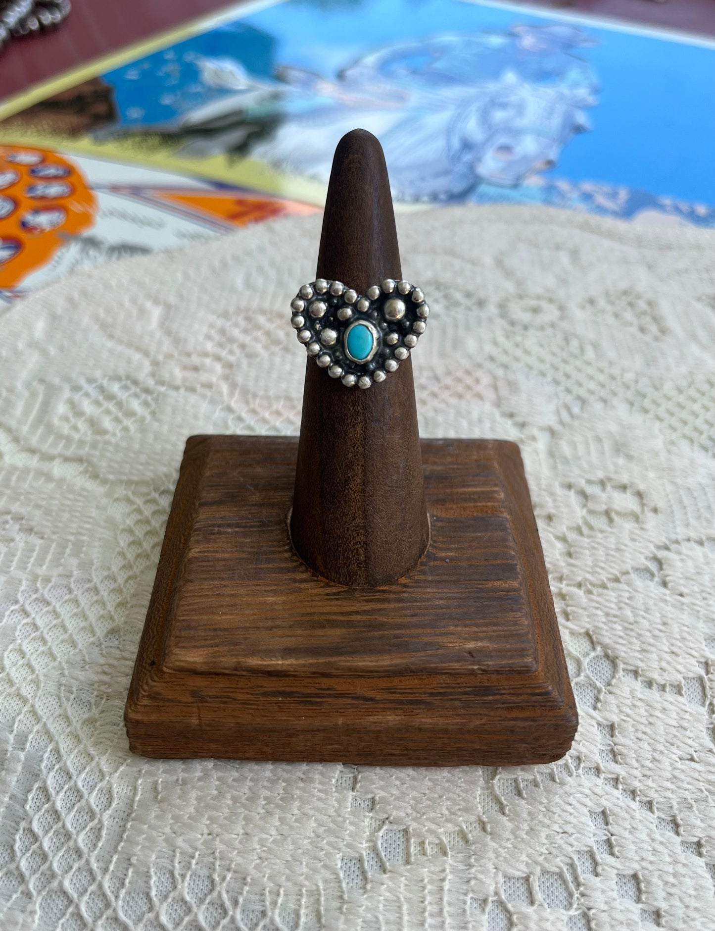 Blue Bird Heart Ring Size 5