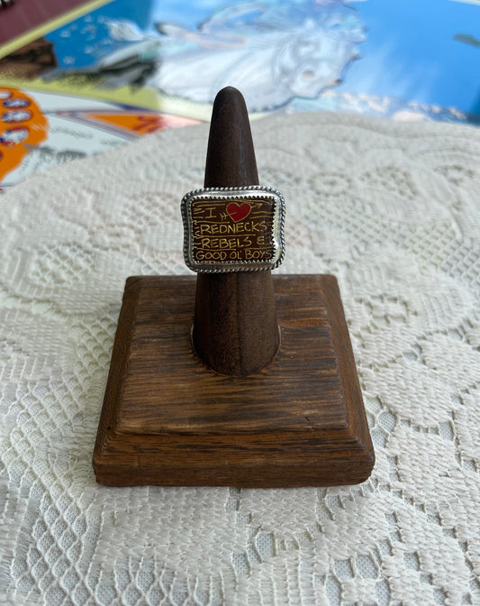 I Heart Rednecks Vintage Pin Ring Size 6.5