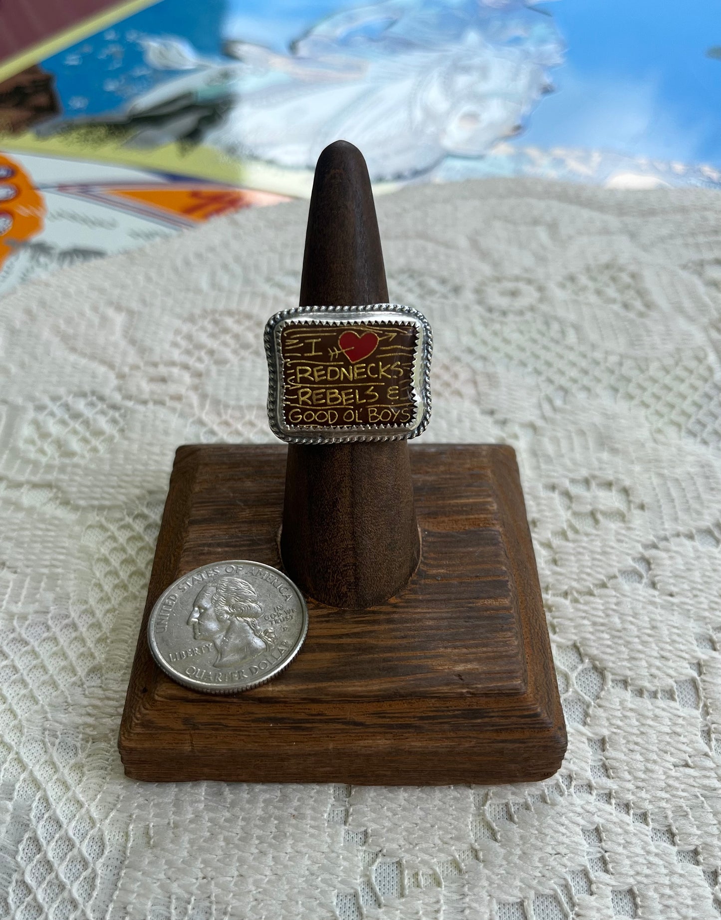 I Heart Rednecks Vintage Pin Ring Size 6.5